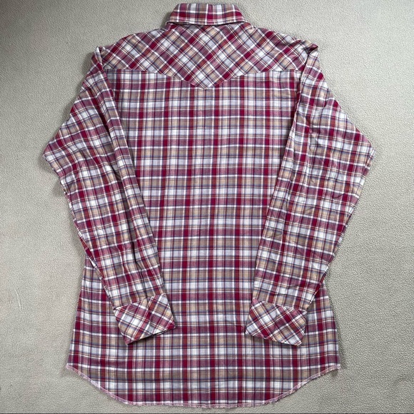 Wrangler 📌size medium, VINTAGE, button down pearl snap red, blue, tan, western - Picture 5 of 8
